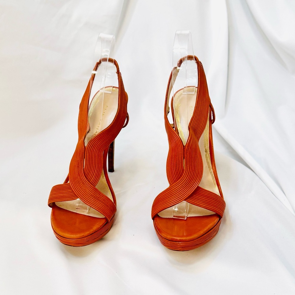 Elie Tahari Terracotta Women's Ankle Strap, Stiletto Stacked Dress Heels